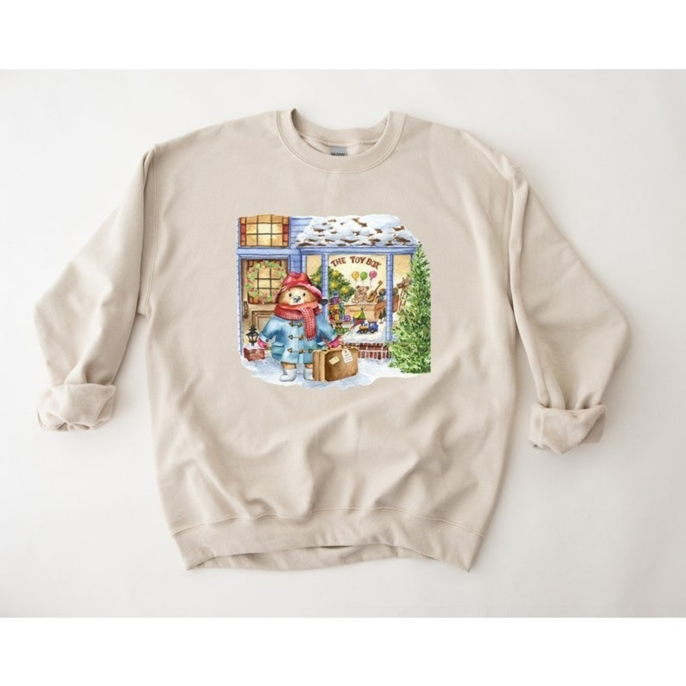 Ladies Christmas Sweatshirt, Christmas Paddington Bear Sweatshirt
